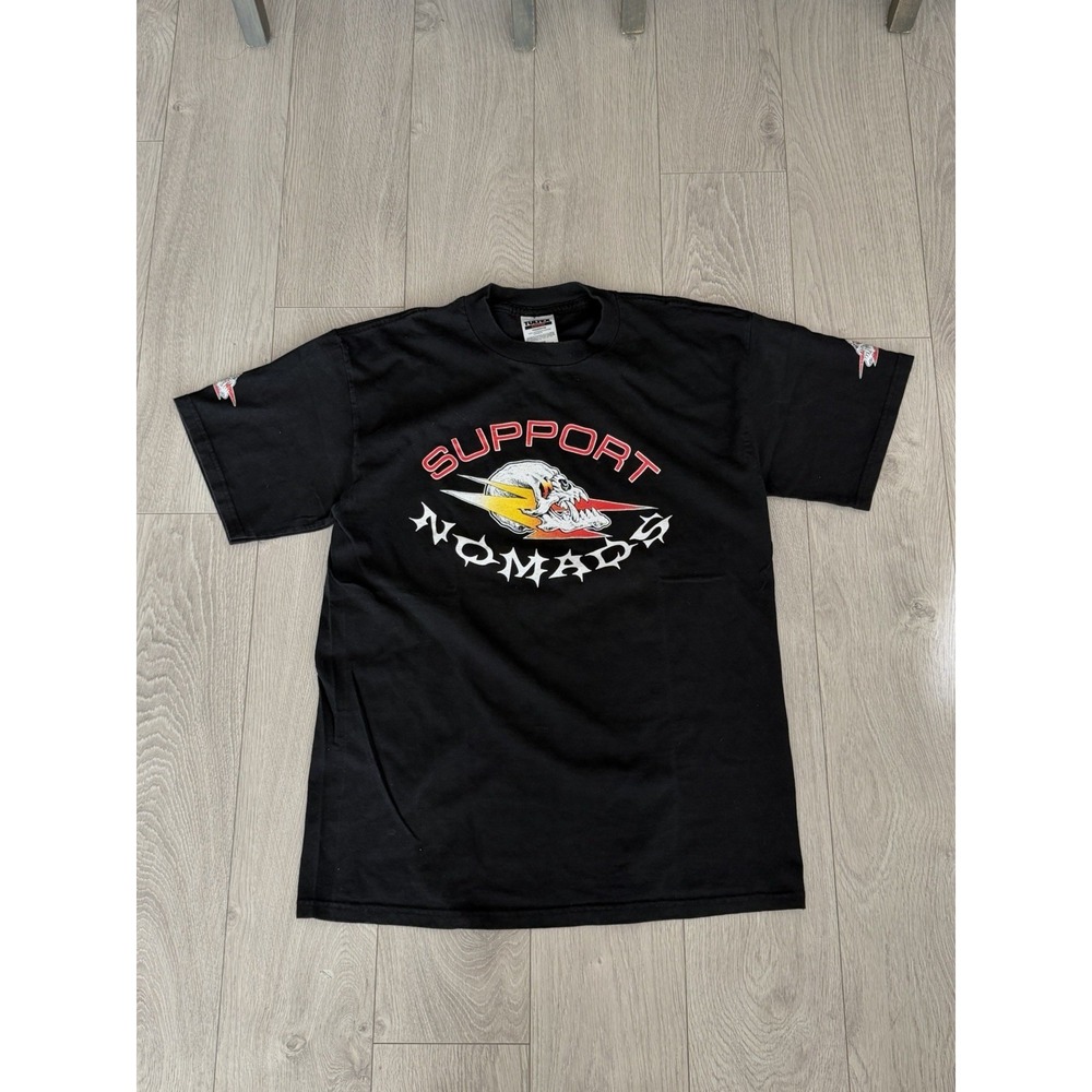 Vintage Nomads Biker Club T-Shirt Skull Lightning Bolt Size Large